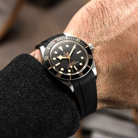 tudor black bay chrono rubber strap|tudor rubber strap 22mm.